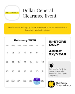 Dollar General Clearance Event predicted start date in February 2026