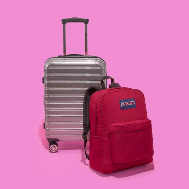 Squircle shaped image of luggage themed commercial photography