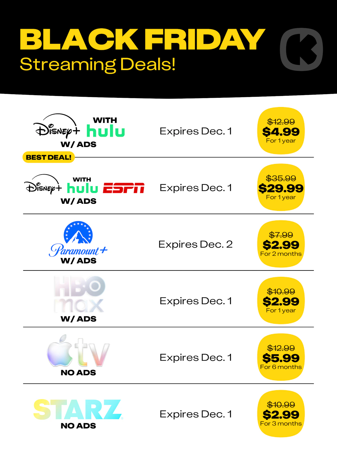 The Best Black Friday Streaming Deals For 2025 - The Krazy Coupon Lady
