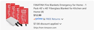 fire blanket Amazon receipt