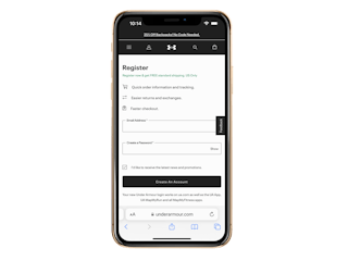 an iphone with the under armour rewards sign up on it