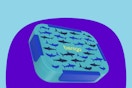 Stock image if the shark Bentgo Kids Snap & Go Leak-Proof Lunch Box