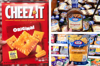 cheez-its, kraft barbecue sauce, kraft cheese 3-photo collage