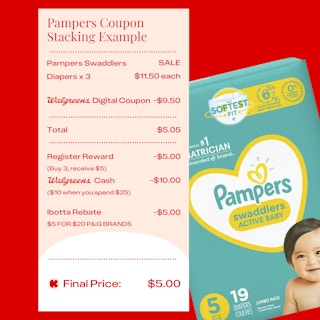 a coupon stacking example for pampers at walgreens