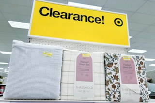threshold flannel sheet set clearance on a target shelf