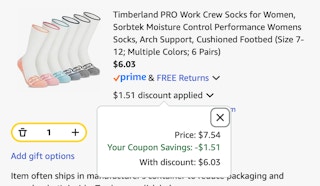 socks Amazon receipt