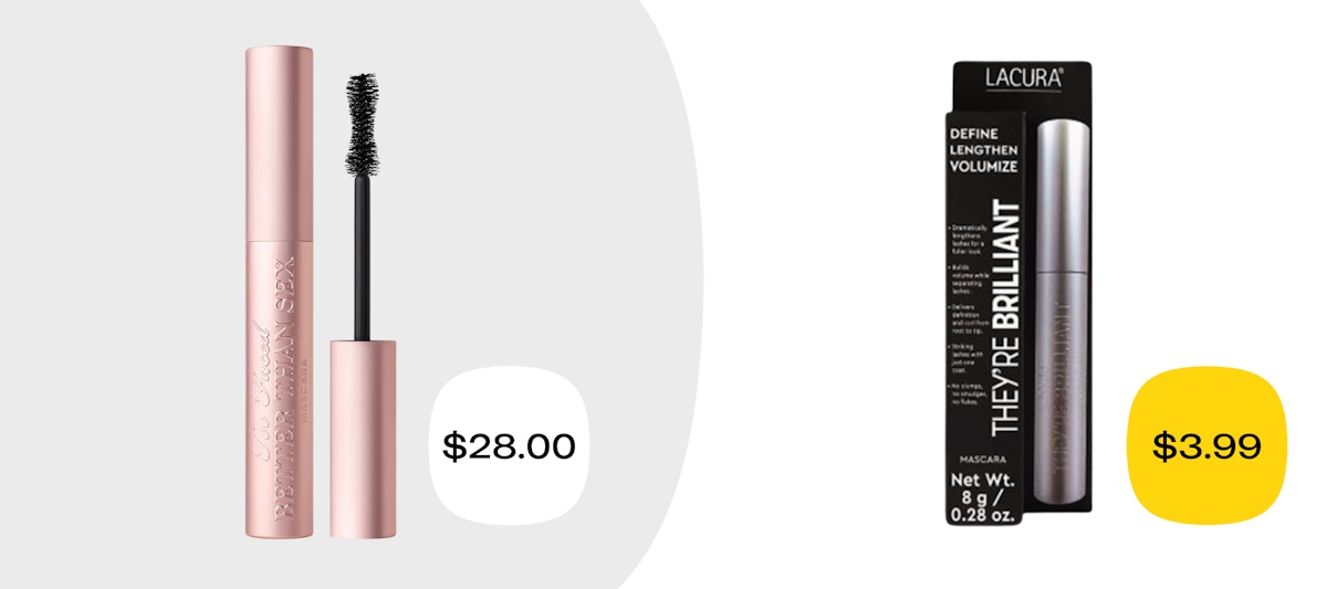 too faced mascara vs aldi dupe graphic