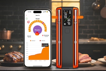 a wireless meat thermometer near food