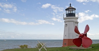 a lighthouse on the shore of Lake Erie