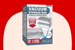 Vacuum Storage Bags 10-Pack With Pump, Only $11.59 on Amazon (Reg. $27) card image