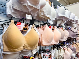 Hanes bra section in intimate-wear aisle in Walmart store