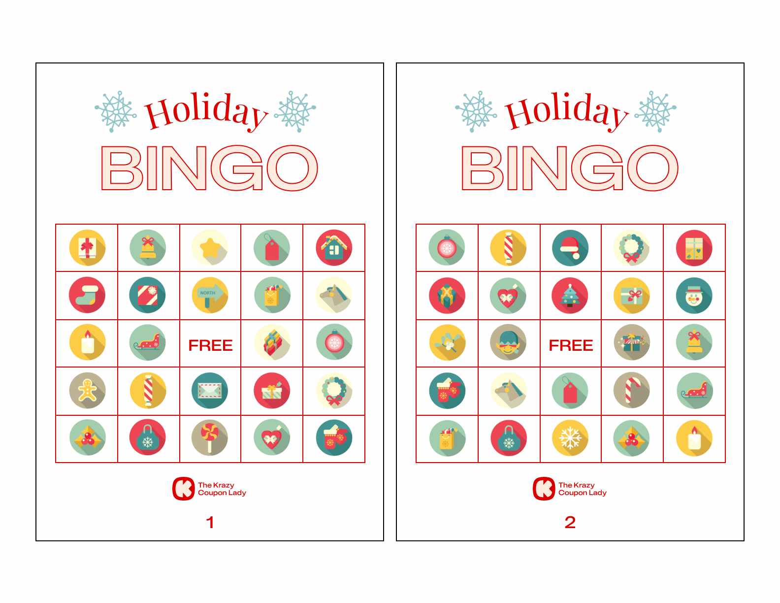 Holiday Printables Round Icons Set