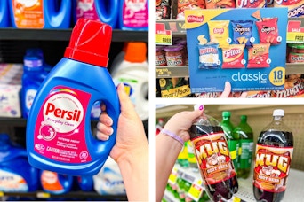 dollar general persil, frito lay and mug 3-photo collage