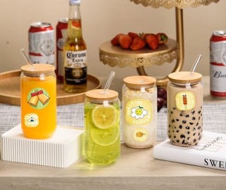 bamboo glass cup set