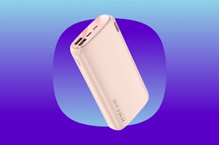 power bank on blue and purple background