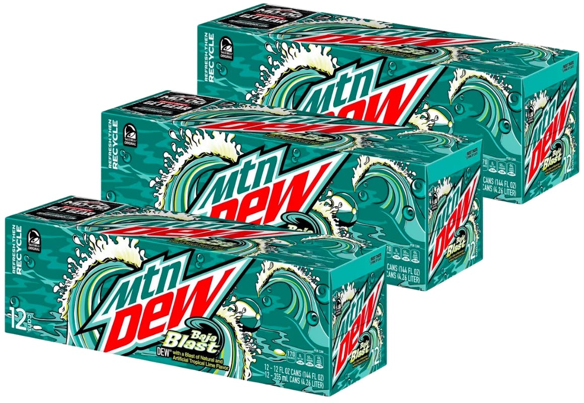 3 Mountain Dew Baja Blast 12-Packs