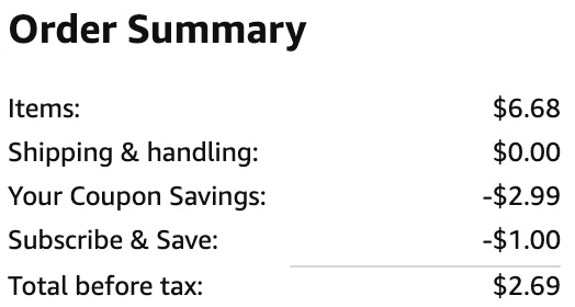 an amazon order summary ending in $2.69