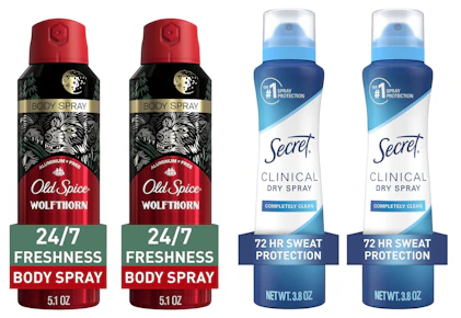 2 Secret + 2 Old Spice Sprays