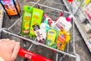 garnier shampoo, cerave cleanser, covergirl eyeliner, softsoap, and lubriderm lotion in a cart