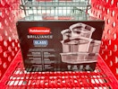 rubbermaid brilliance glass set sitting in a target cart