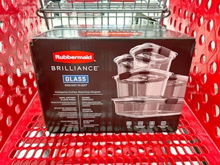 rubbermaid brilliance glass set sitting in a target cart