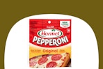 dollar general hormel pepperoni on olive and white background