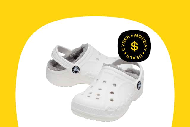 Cyber Monday — Lined Crocs at Walmart: $25 Kids' Clogs and $30 Adult Clogs card image
