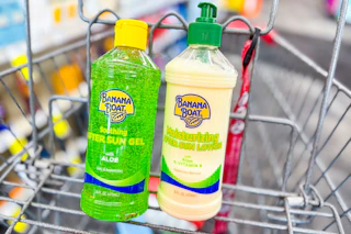 banana boat aloe in a cart