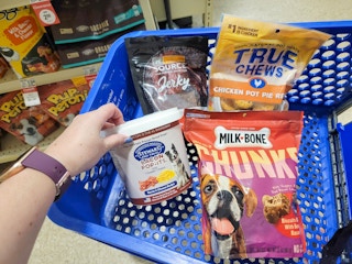 cart full of dog treat clearance at petsmart