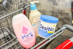 aveeno, desitin, and johnsons baby items in a shopping cart