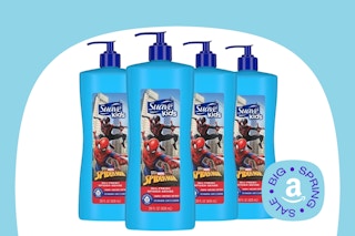 four bottles of kids' spider-man suave 3-in-1 body wash