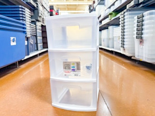 sterilite 3-drawer cart in walmart aisle