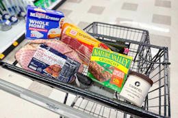 meijer groceries in a shopping cart