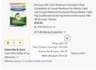 Mucinex Amazon receipt