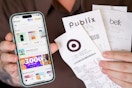 someone holding a phone showing the fetch app and receipts