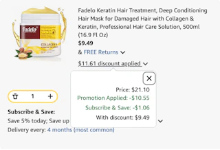hair mask Amazon receipt