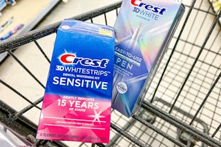 shopping cart with 2 crest teeth whitening products