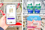 Collage with a hand holding a smartphone displaying a 1-clip coupon in the kcl app, venus razor refills, and crest toothpaste