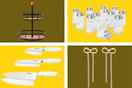 Spice rack, Spice Jars, Cuisinart Knife Set, Bow Drop Earrings