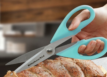 a pair of teal kitchen shears