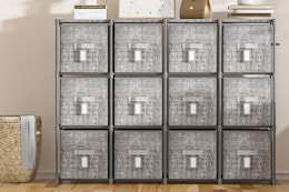 6-Cube Storage Organizer With Storage Bins, $21 on Amazon card image