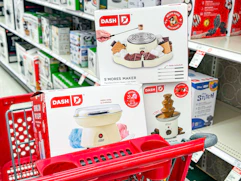 3 dash treat makers sitting in a parked target cart