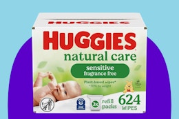 Get a Total of 624 Huggies Sensitive Baby Wipes for $12 on Amazon card image