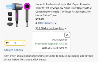 hair dryer Amazon receipt