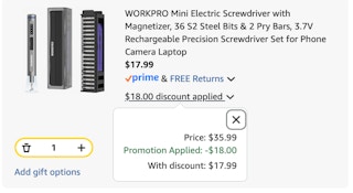 screwdriver set Amazon receipt