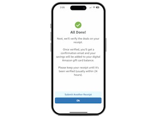 screenshot of a rebate claim confirmation in the alexa app