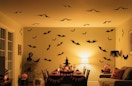 bat decorations on a wall in a room
