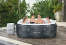 4-6 person inflatable hot tub on a deck