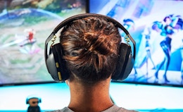 a person wearing a gaming headset 