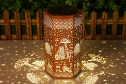 glowing lantern with turtle and nature design